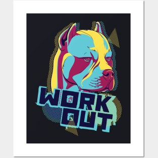 Work out Dog Pit Bull Doghead Posters and Art